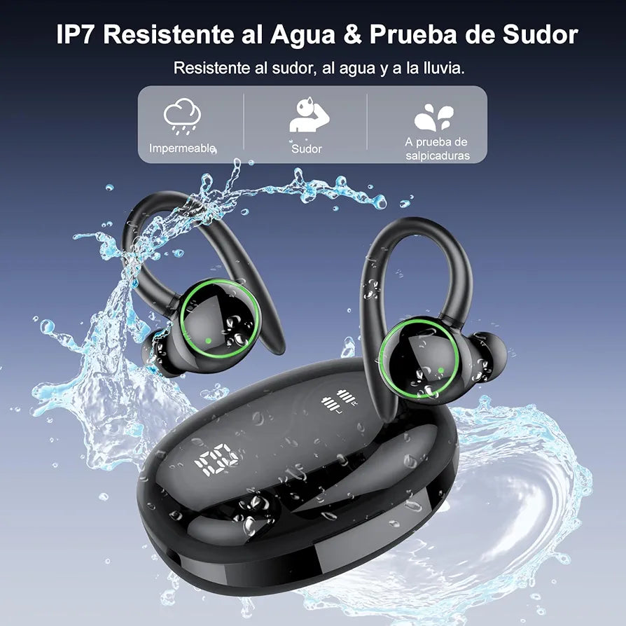 Auriculares Inalámbricos Deportivos, Auriculares Bluetooth 5.3 con 4 HD Mic