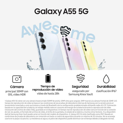 Samsung Galaxy A55 5G, Black, 256GB, 8GB RAM, 6.6" FHD+ Super AMOLED, Exynos 1480 Octa-Core, 5000 mAh, Android