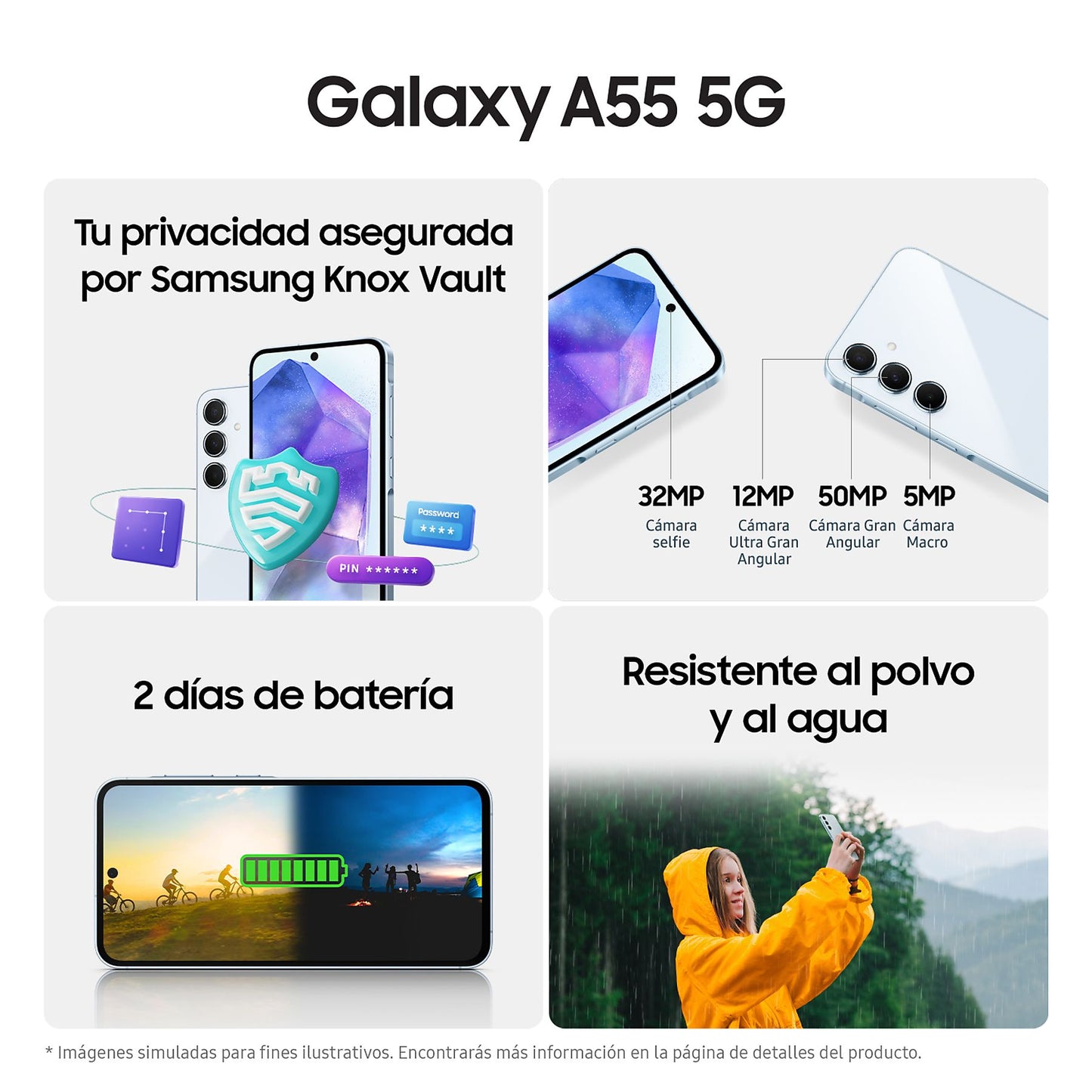 Samsung Galaxy A55 5G, Black, 256GB, 8GB RAM, 6.6" FHD+ Super AMOLED, Exynos 1480 Octa-Core, 5000 mAh, Android