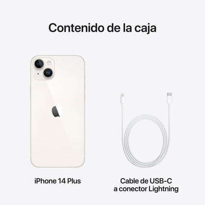 Apple iPhone 14 Plus, Blanco estrella, 128GB, 5G, 6.7 " Pantalla Super Retina XDR, Chip A15 Bionic, iOS