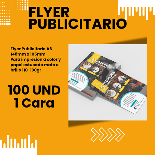 Flyer Publicitario A6 100und 1 Cara