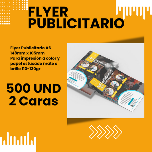 Flyer Publicitario A6 500 und 2 Caras